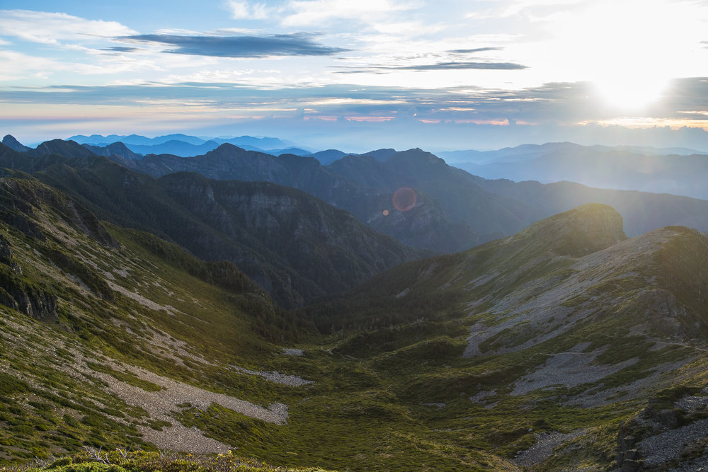 Looking down at the basin from Snow Mountain Main Peak.
